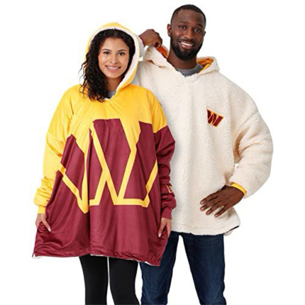 NFL‎ Washington Commanders Reversible Oversized Sherpa Hoodie Sweatshirt Hoodeez